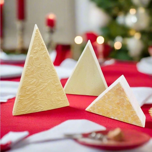 NEW Set of 3 Wood Christmas Trees, Holiday Centerpiece, HANDMADE - Picture 6 of 11